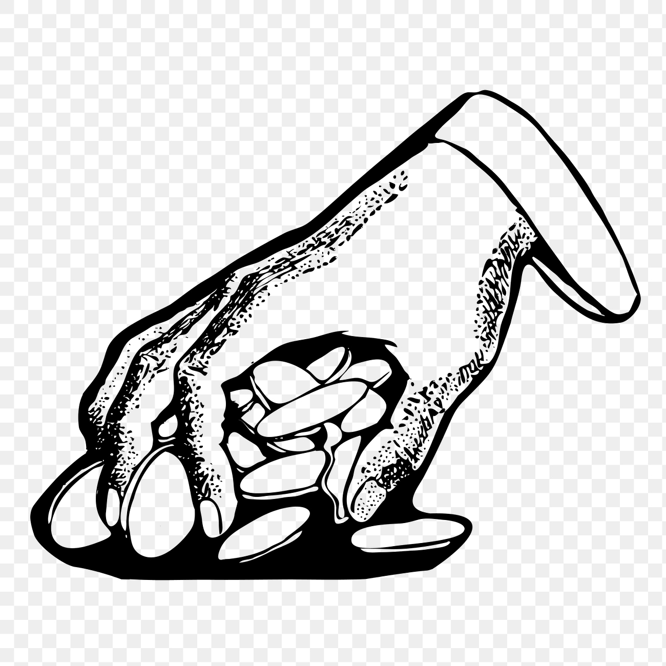 Grabbing coins png sticker hand